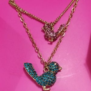 betsey johnson 2 tier bird necklace